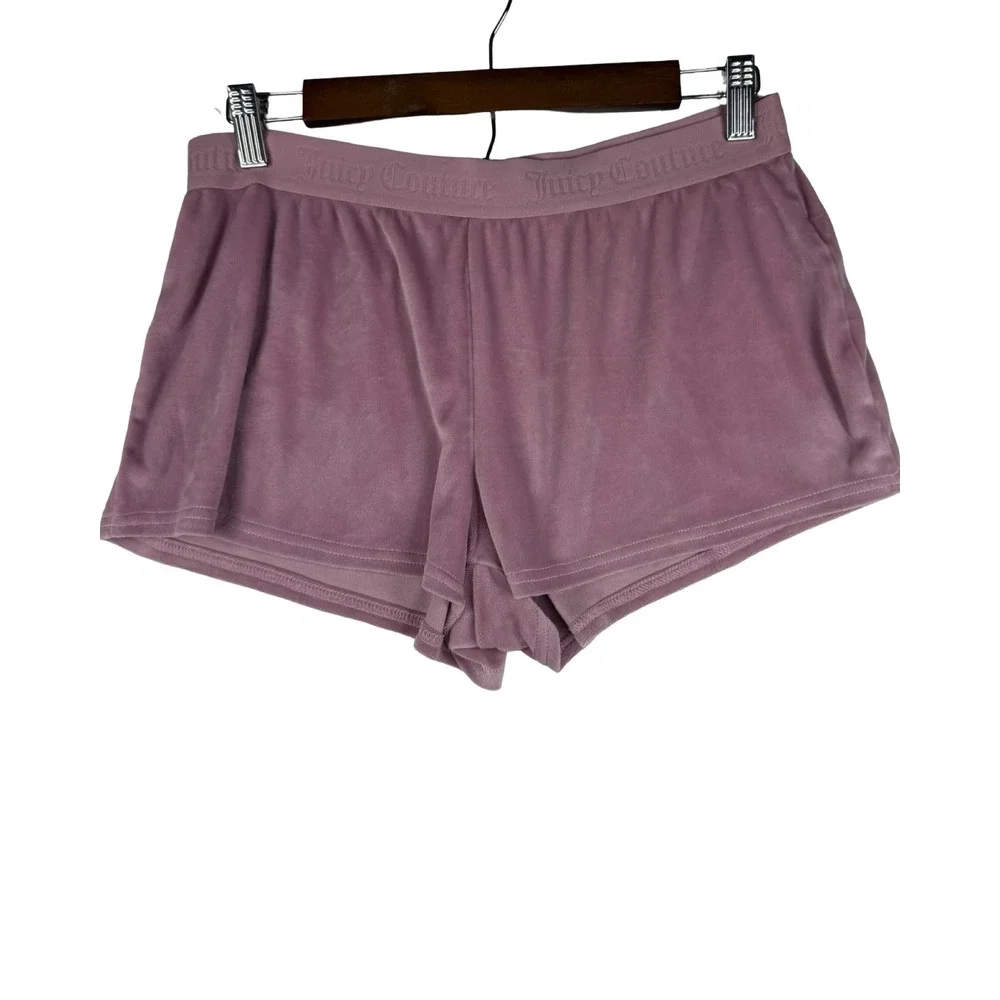 Juicy Couture Womens Velour Shorts Mauve Pink Rhinestone Logo Medium